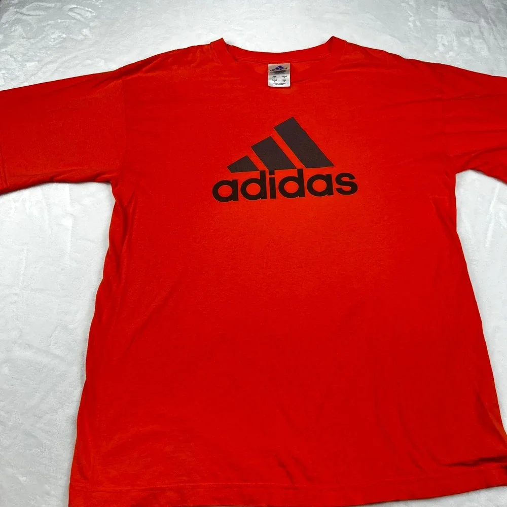 Adidas Mens Graphic Logo T-Shirt Red Short Sleeve Crew Neck Large 559